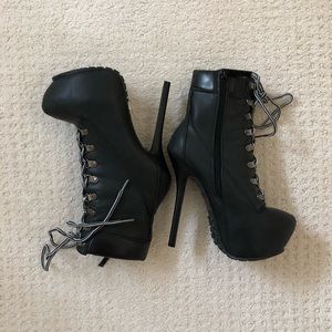 Faux leather combat boot heels